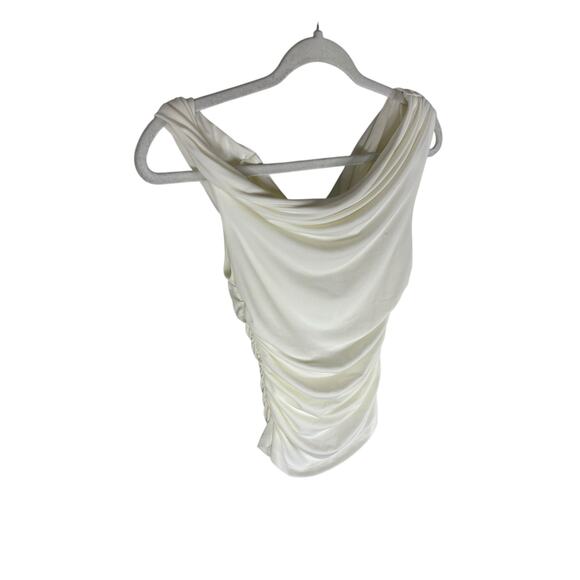 Misha Paison Off The Shoulder Top Ruched Jersey Minimalist Elegant Ivory Size S - Picture 4 of 8